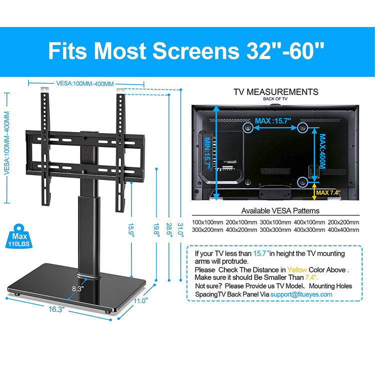 Basics Swivel Pedestal Table Top TV Mount for 32 to 65 TVs up